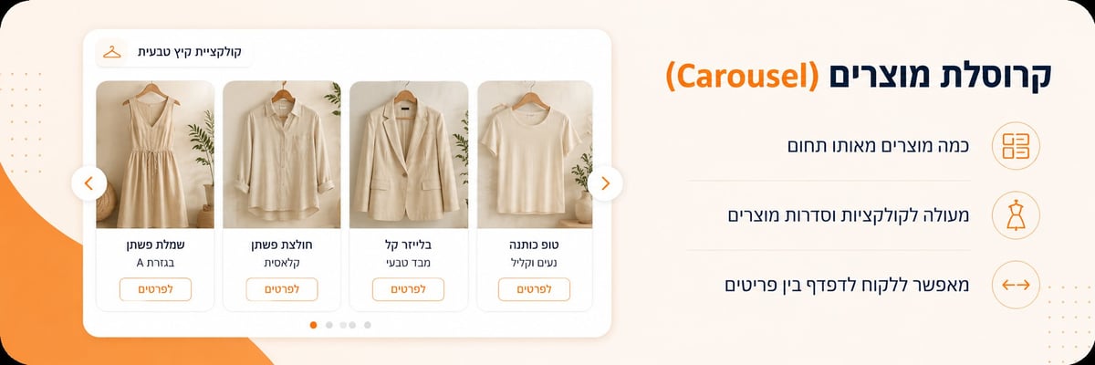 קמפיין Carousel באאוטבריין להצגת מספר מוצרים מאותה קולקציה